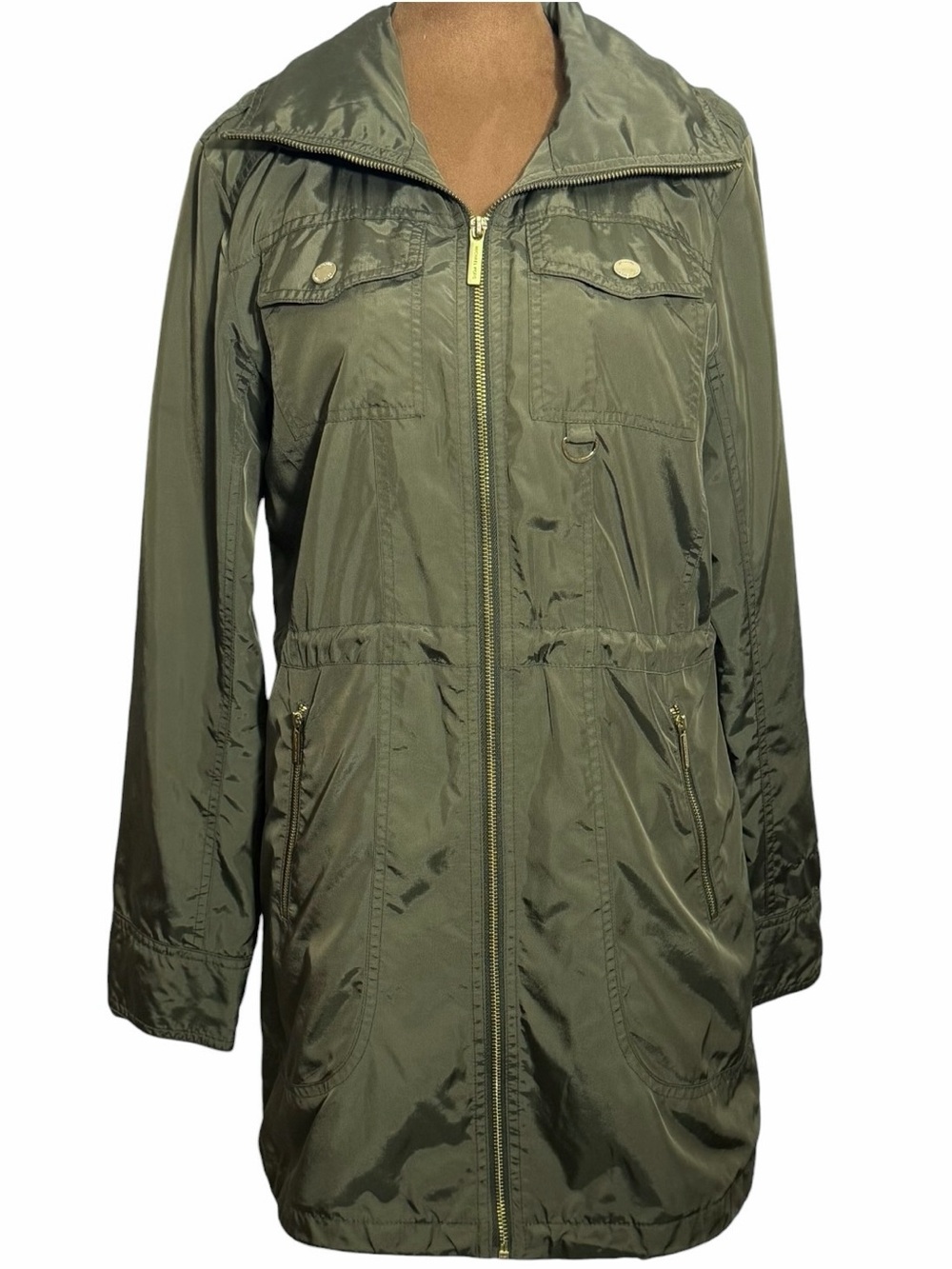 Michael Kors Hooded Utility Jacket Olive Green Anorak Coat Size S - Picture 4 of 16
